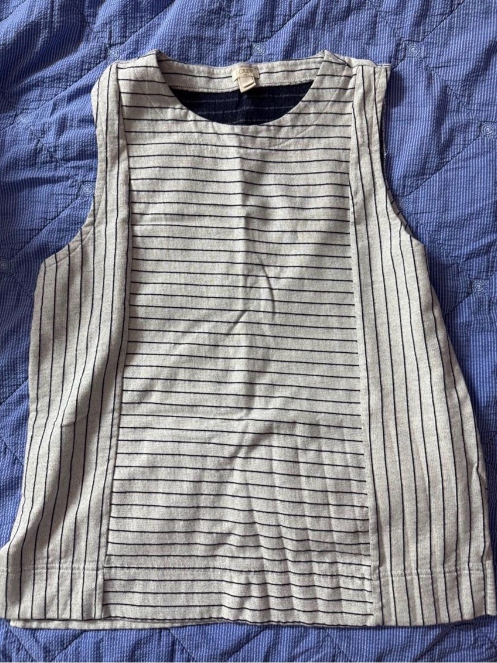 J Crew Striped Sleeveless Crewneck Top - Cream & Black